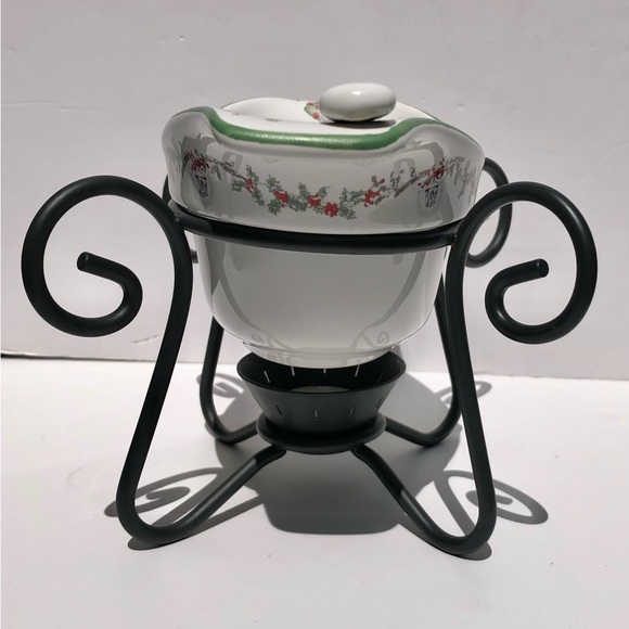 PFALZGRAFF HOLIDAY GRAVY SERVER W/LADLE & METAL STAND CHRISTMAS FINISH GLOSSY 45 - Picture 4 of 9